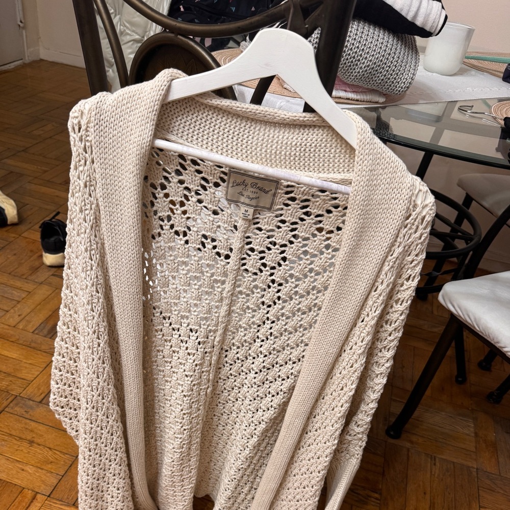 Lucky Brand Cream Open Knit Cardigan